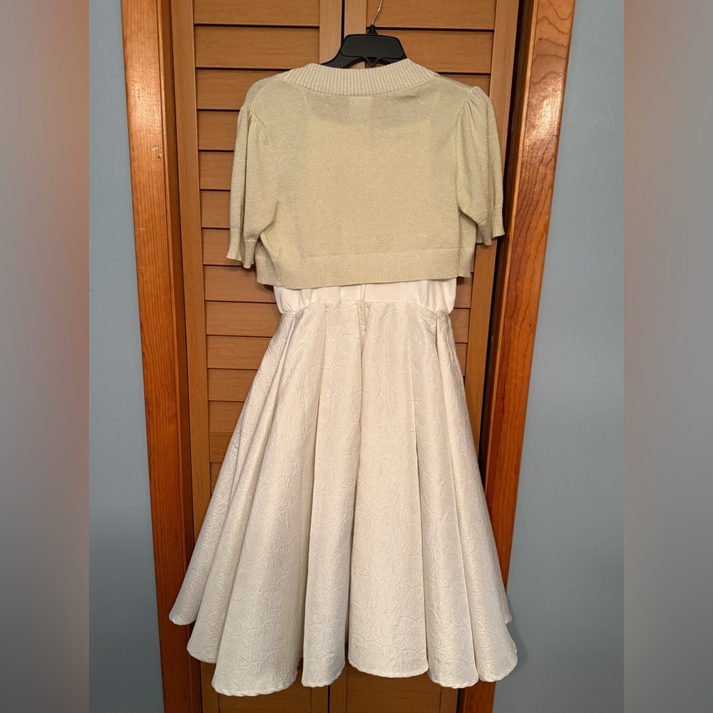 Disney Parks Dress Shop Castle Disneyland Rhinestone White Gold Dress Small RARE - Picture 4 of 9